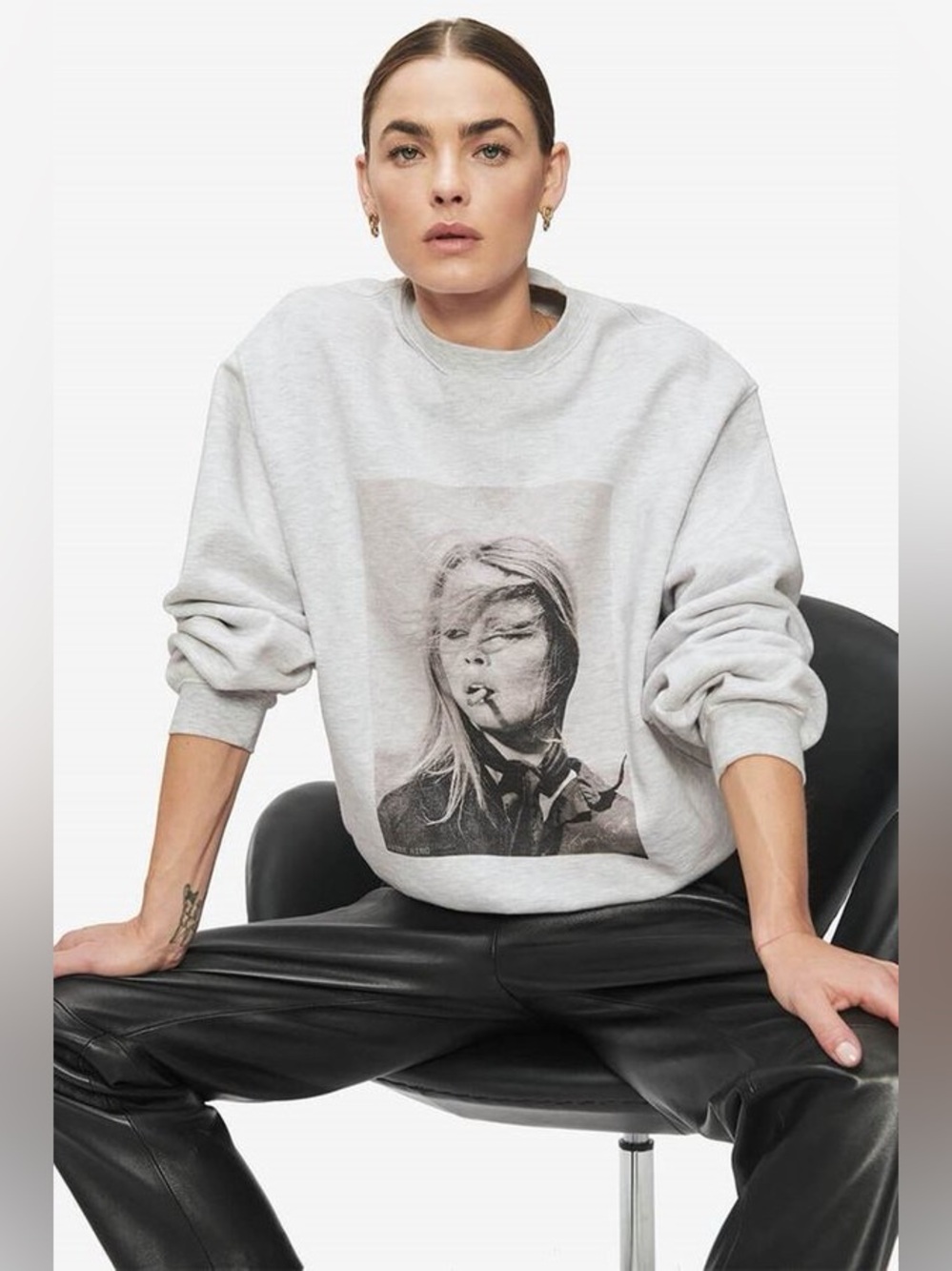 Anine Bing Ramona Sweatshirt AB x TO in Heather Grey